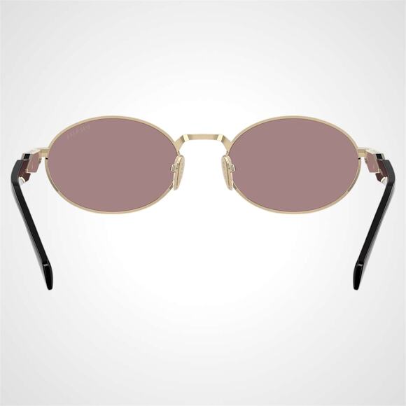 PRADA Sunglasses Gold Metal Oval Symbole Light Brown Purple Lens